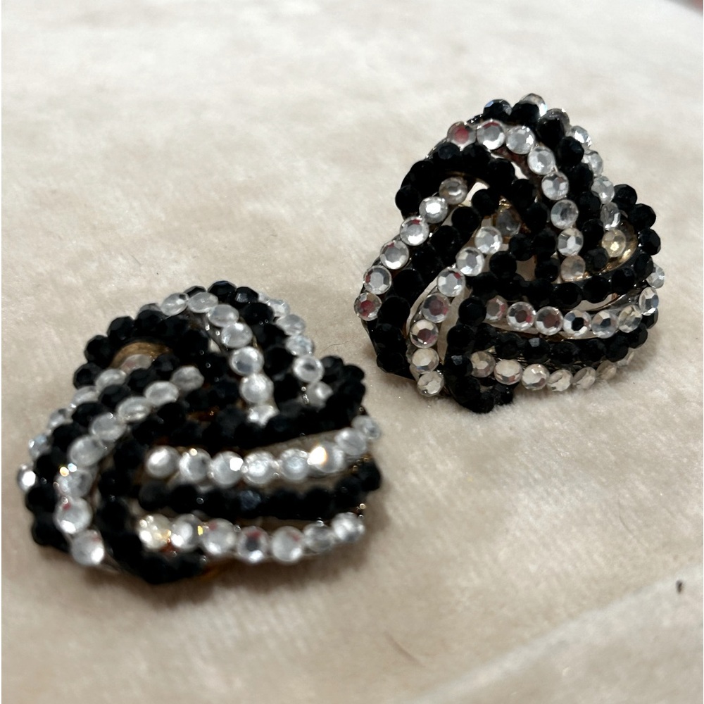 VINTAGE BELLINI DESIGNER  BLACK  & CLEAR SCROLL CRYSTAL HAND MADE NEW
